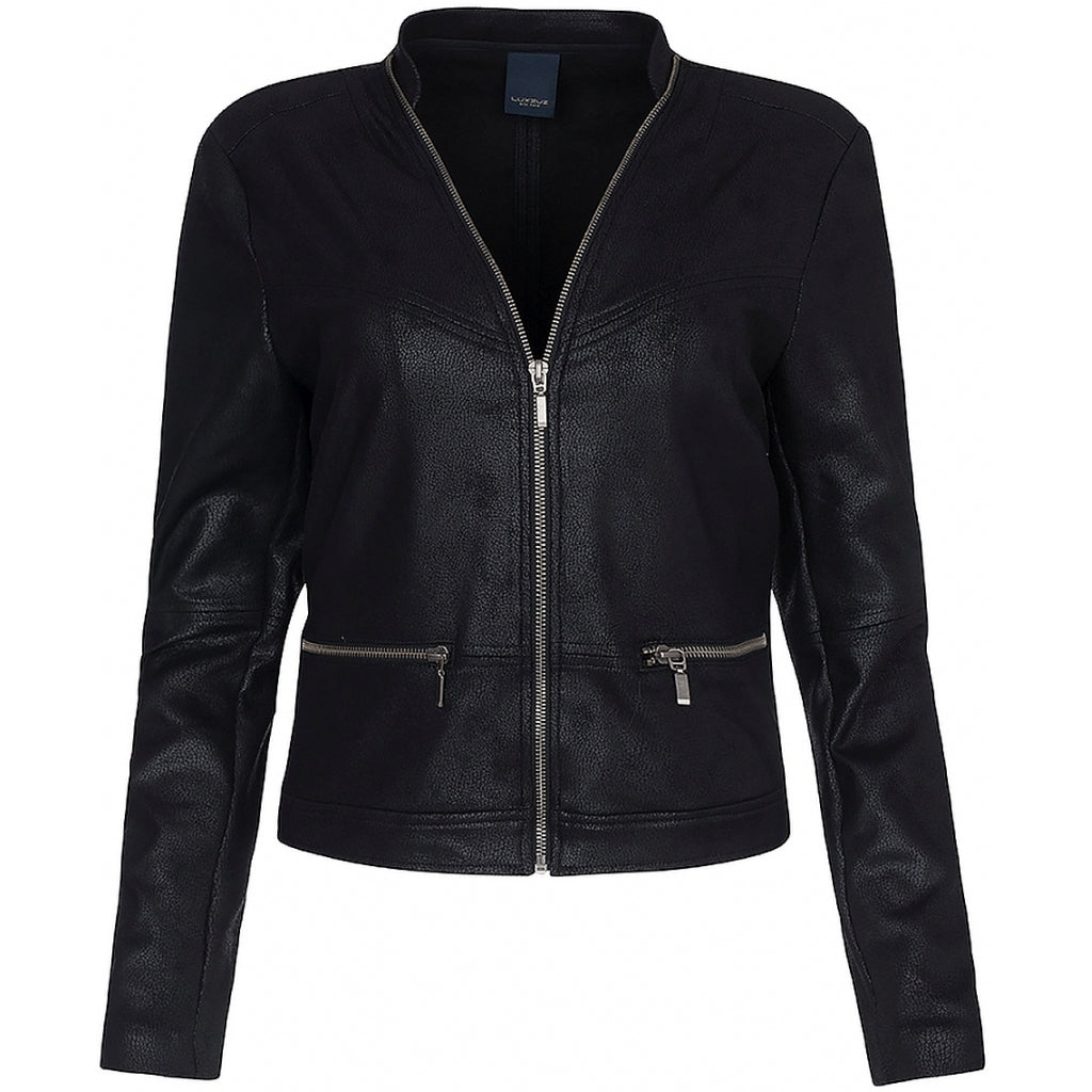 One Two Maise Coated Suede Jacket Black
