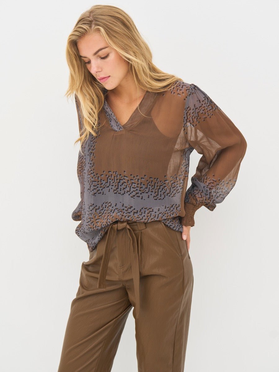 Nü Denmark Bianca Bluse Dark Earth Mix Brun
