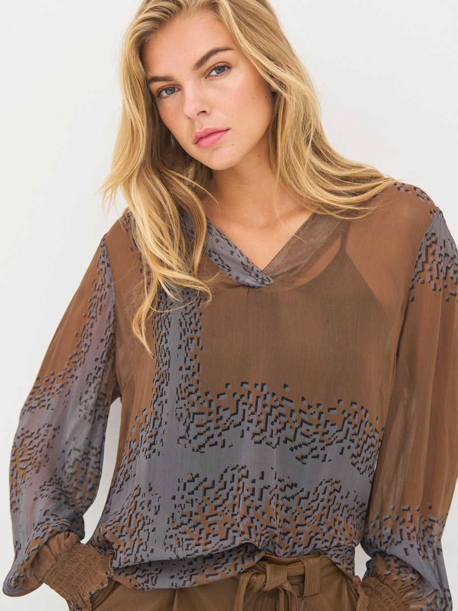 Nü Denmark Bianca Bluse Dark Earth Mix Brun