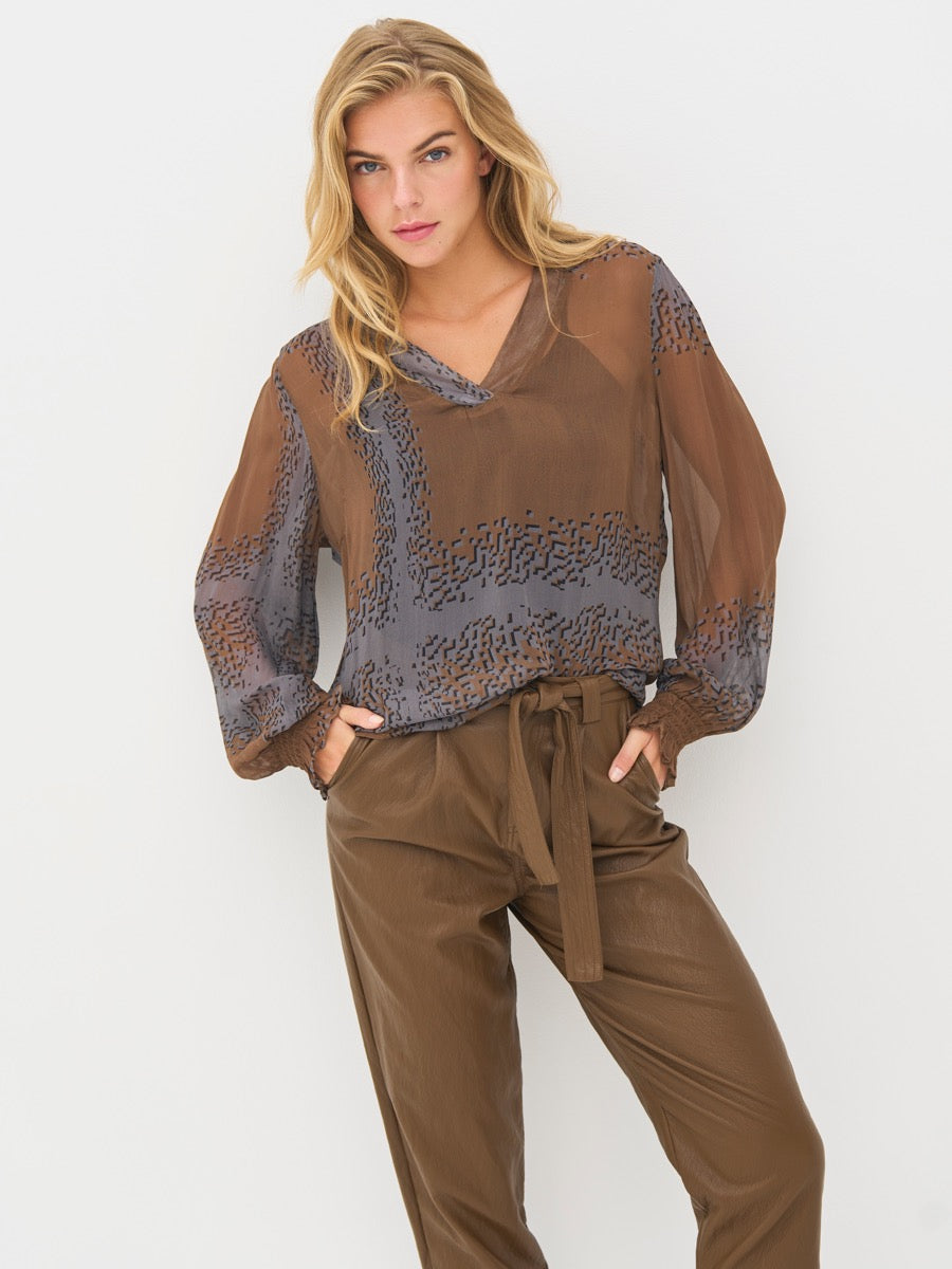 Nü Denmark Bianca Bluse Dark Earth Mix Brun