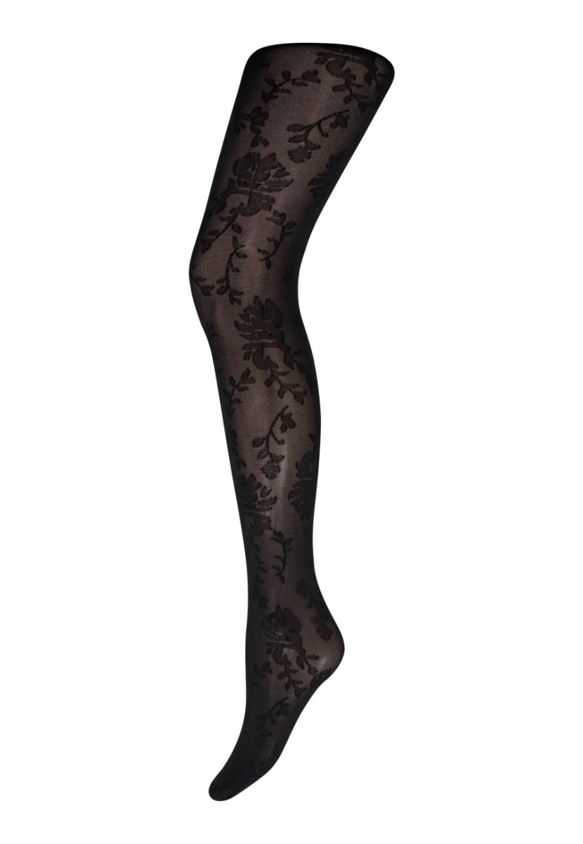DECOY Strømpebuks Tights Flower Sort
