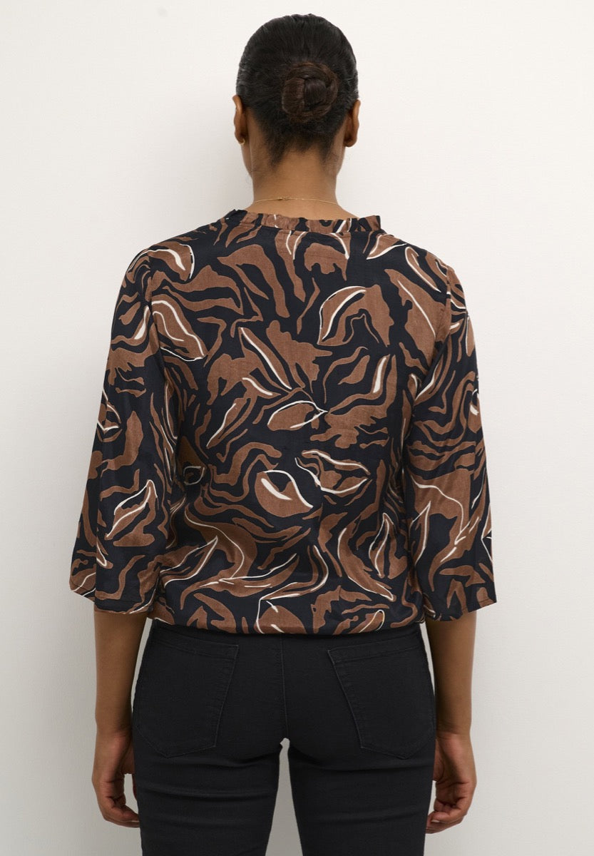 KAFFE Dorita Bluse Abstract Brun