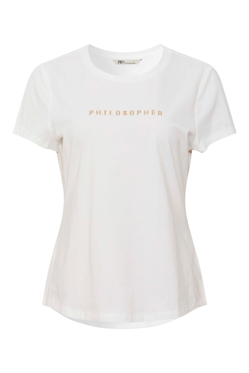 PBO Philosoper T Shirt Hvid Guld Tekst