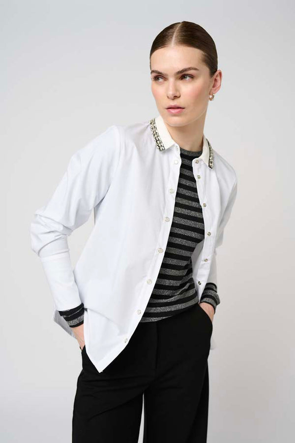 CostaMani Agnes Bluse Stribet Sort Sølv