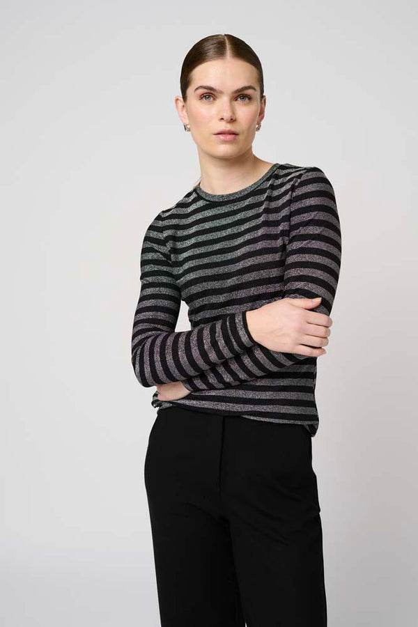 CostaMani Agnes Bluse Stribet Sort Sølv