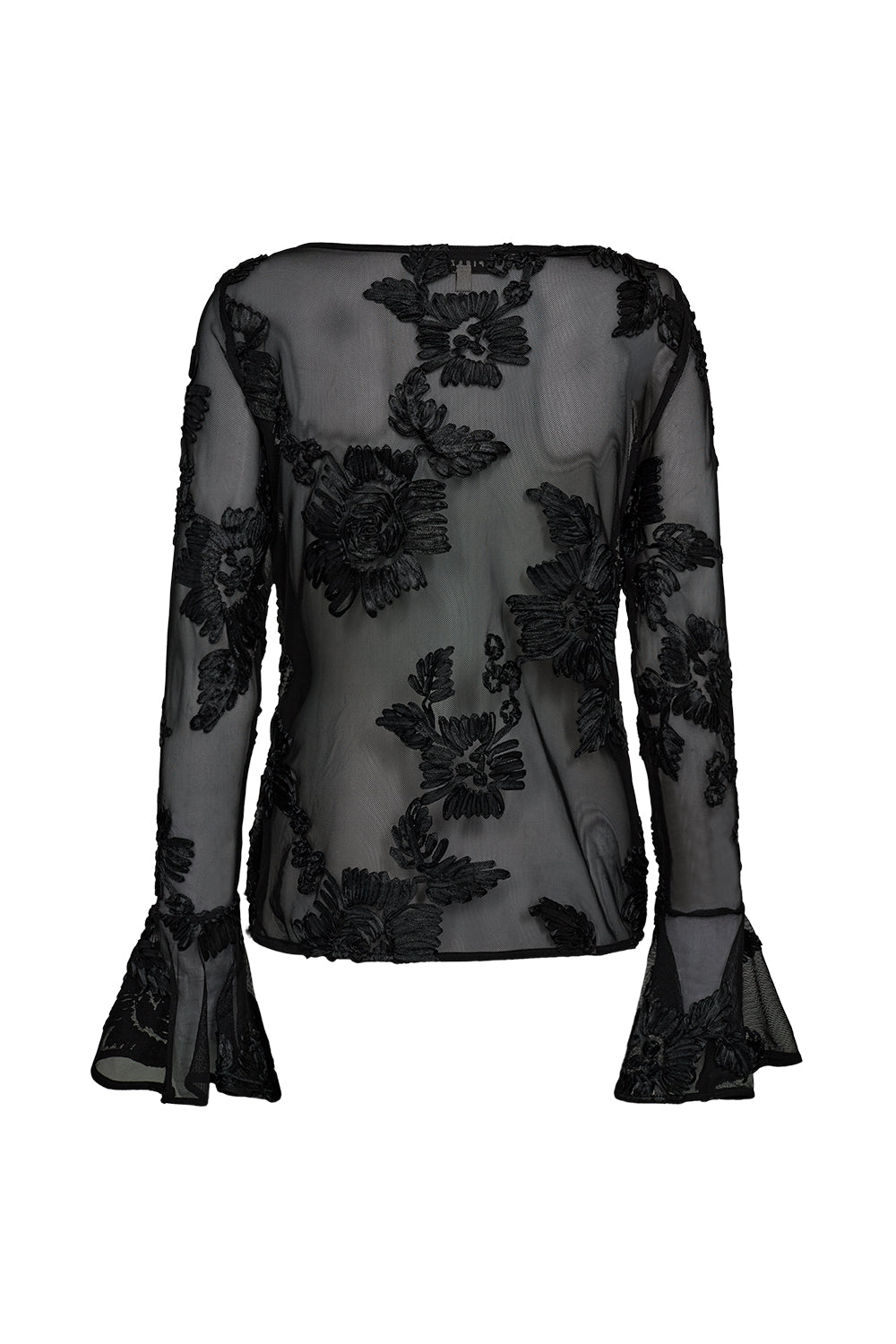 Pieszak PD Melia Mesh Bluse Flounce Sleeves Sort