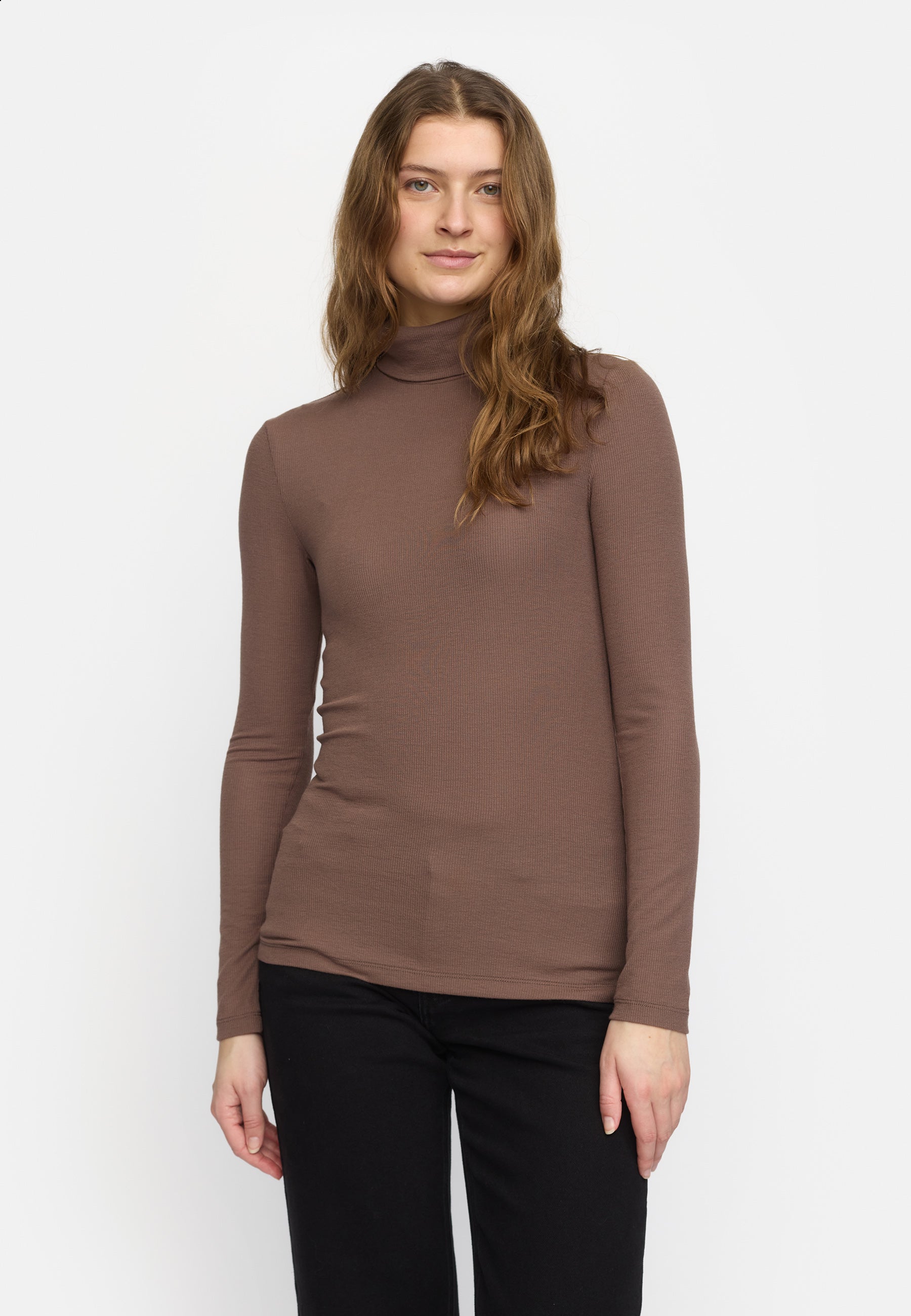 Soft Rebels Marla Rollneck Strik Coffee Quartz Melange Brun