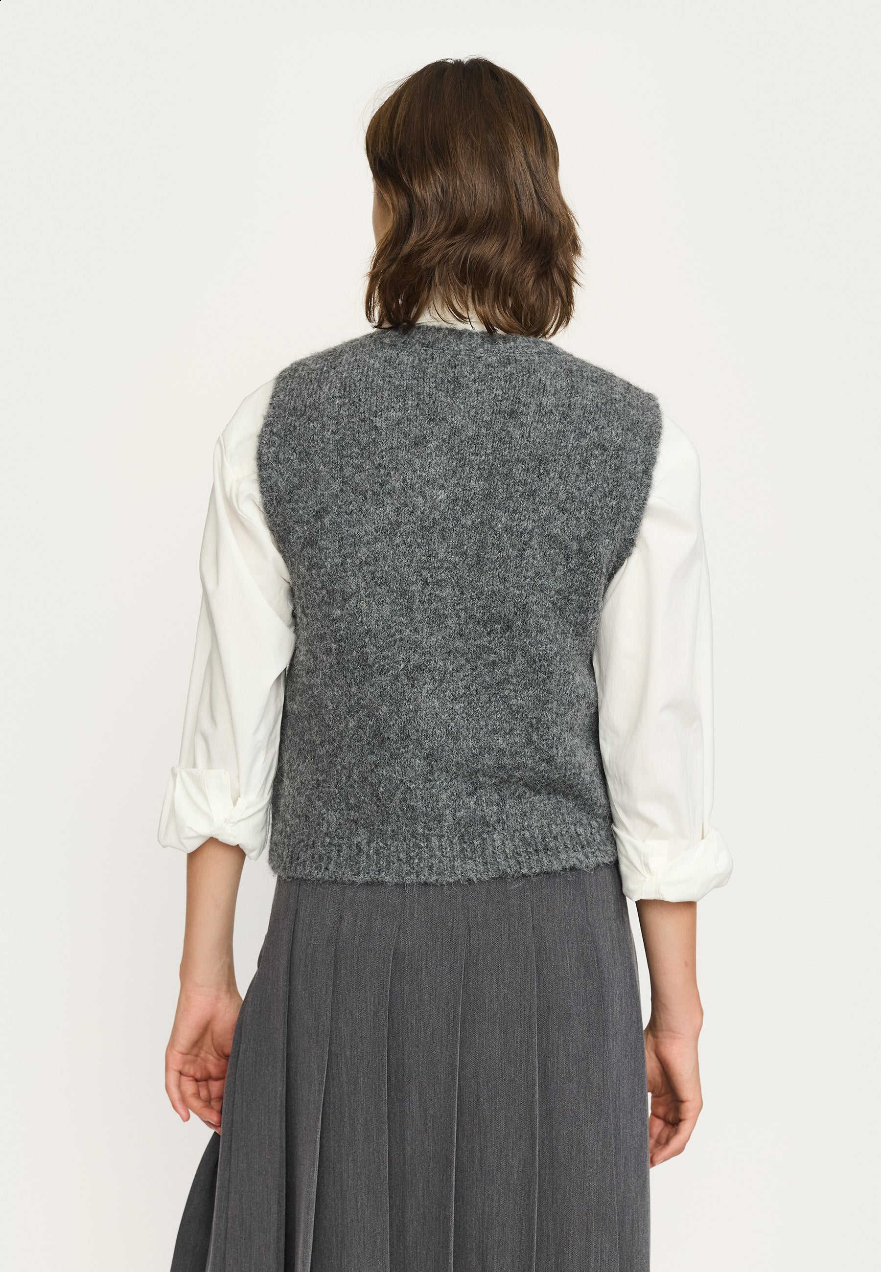 Soft Rebels Camilla Strik Vest Mørk Grå Melange
