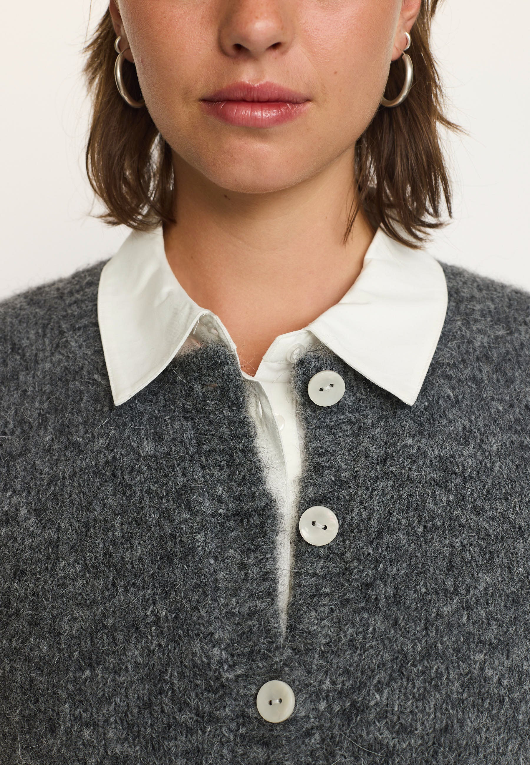 Soft Rebels Camilla Strik Vest Mørk Grå Melange