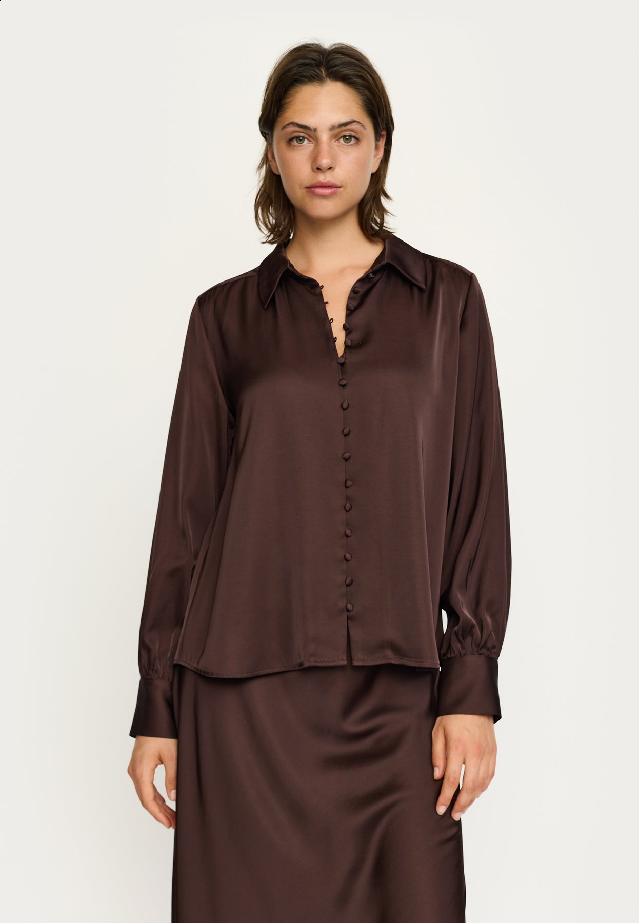 Soft Rebels Abia Bluse Langærmet Coffee Bean Brun