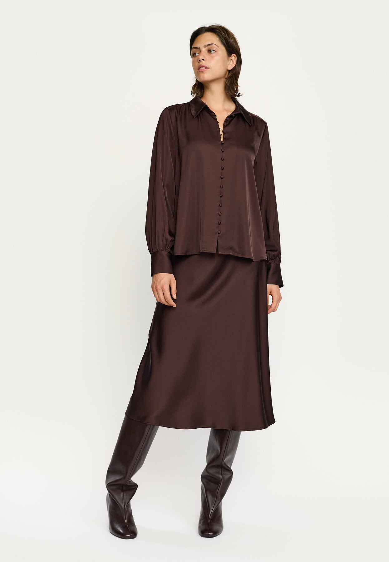 Soft Rebels Abia Bluse Langærmet Coffee Bean Brun