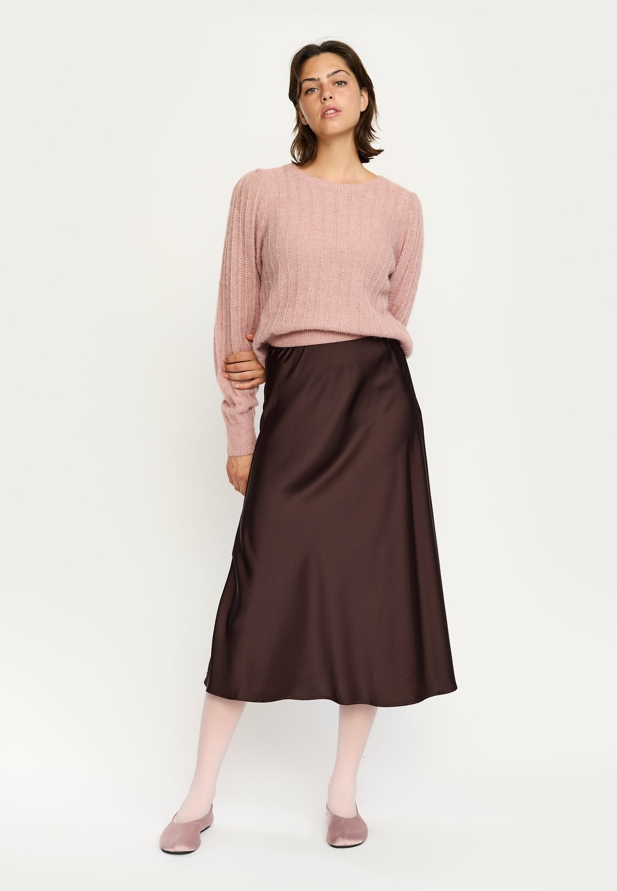 Soft Rebels Abia Midi Nederdel Coffee Bean Brun