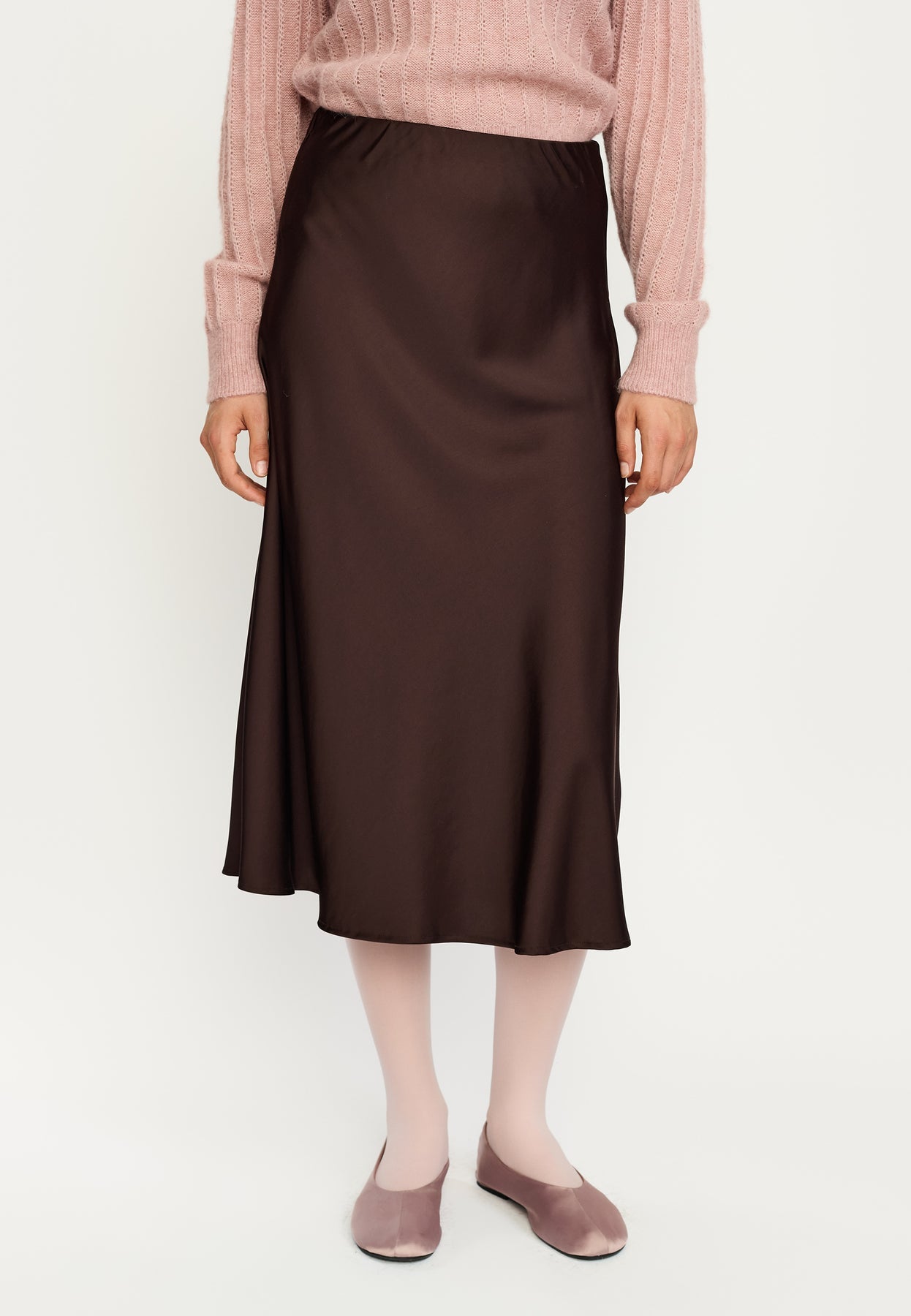 Soft Rebels Abia Midi Nederdel Coffee Bean Brun