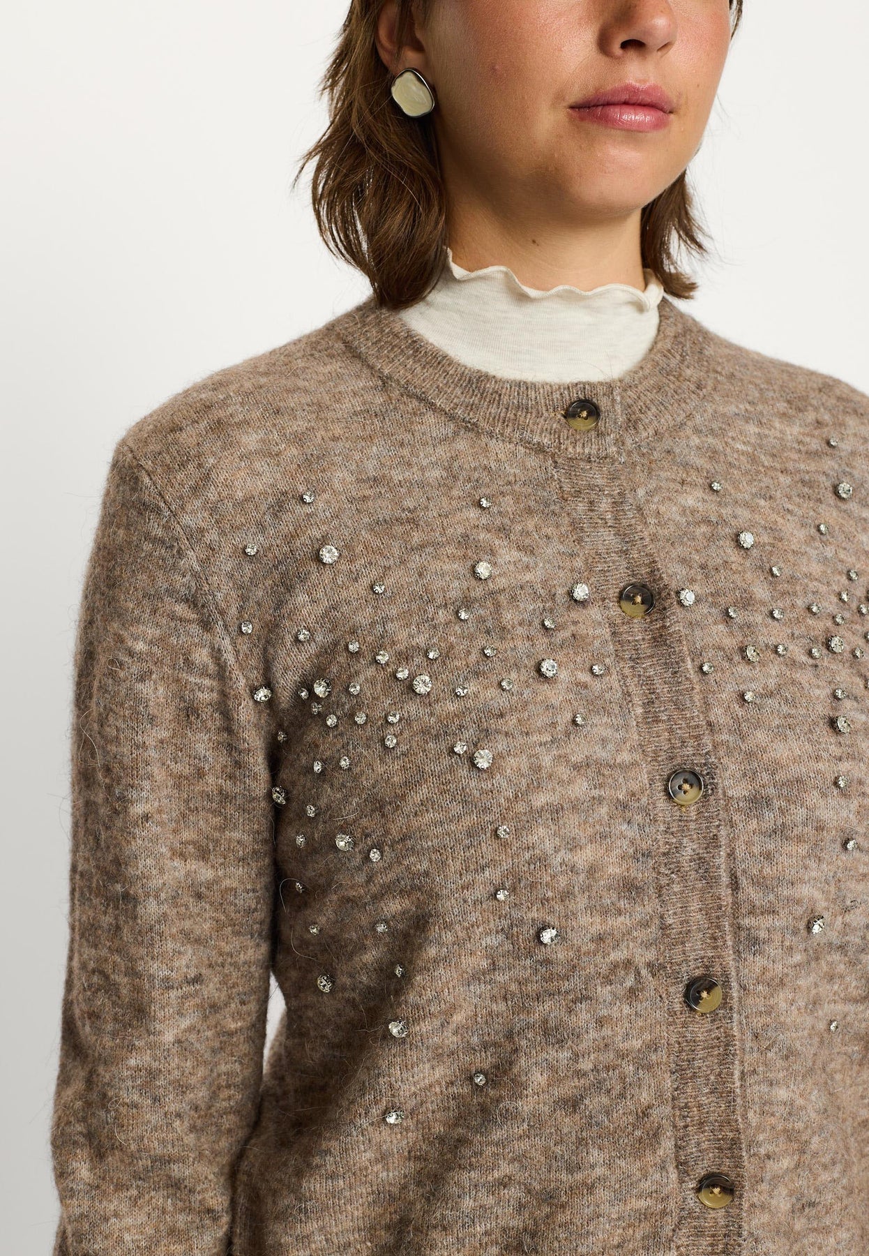 Soft Rebels Allison Jewel Strik Cardigan Falcon Melange Blå