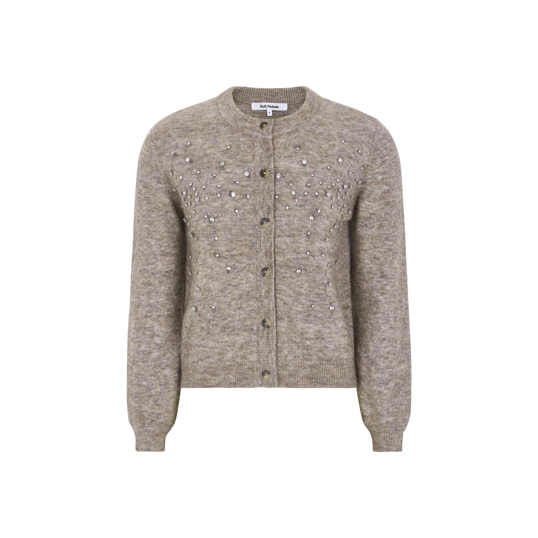 Soft Rebels Allison Jewel Strik Cardigan Falcon Melange Blå