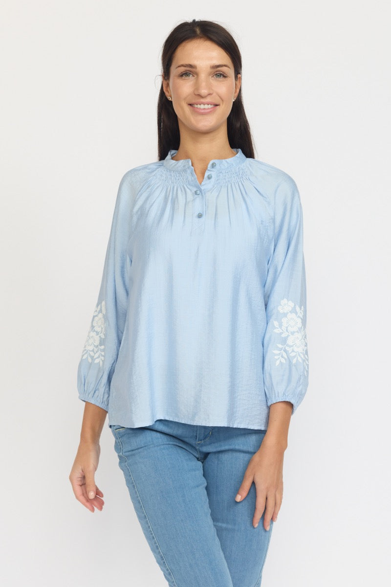 2 Biz Afeline Bluse Light Blå