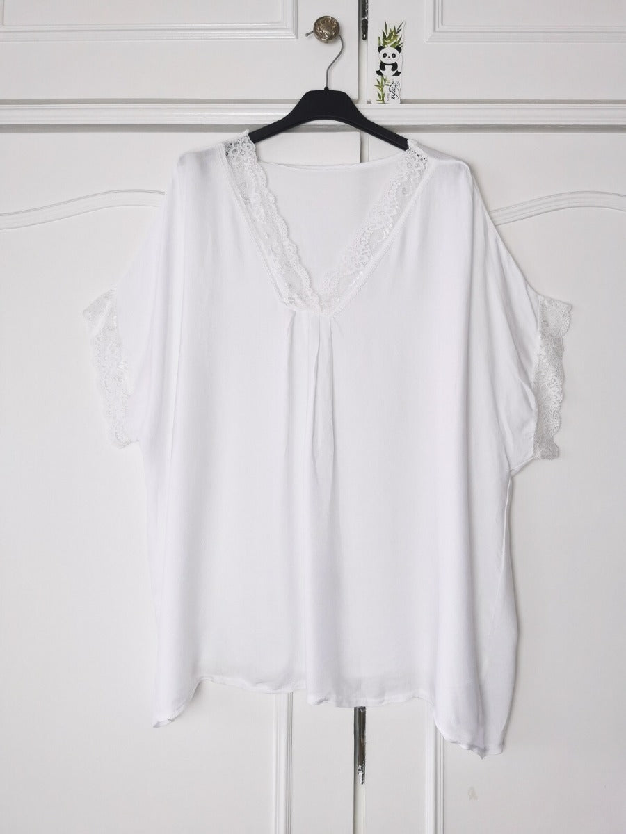Löwenstein Vecolure V Bluse Lace Hvid