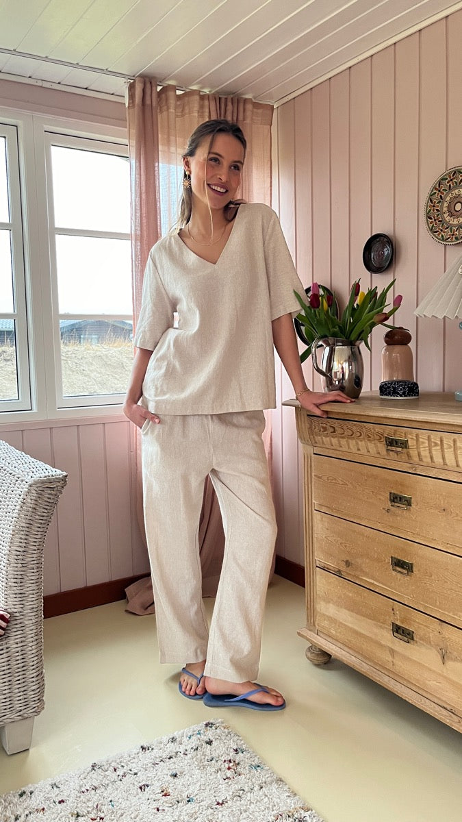 Freequent Lava Bluse Taupe Off White