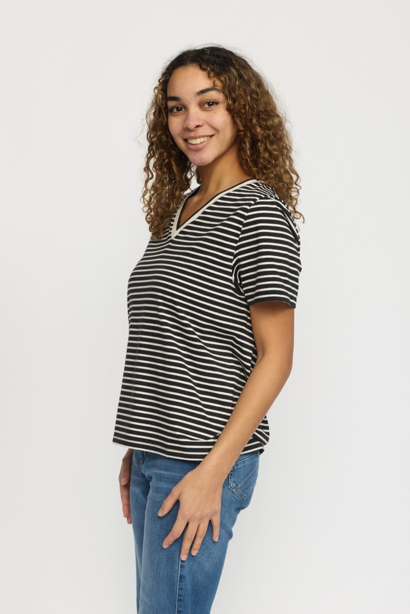 2 Biz Darifa T-Shirt Stribet Sort