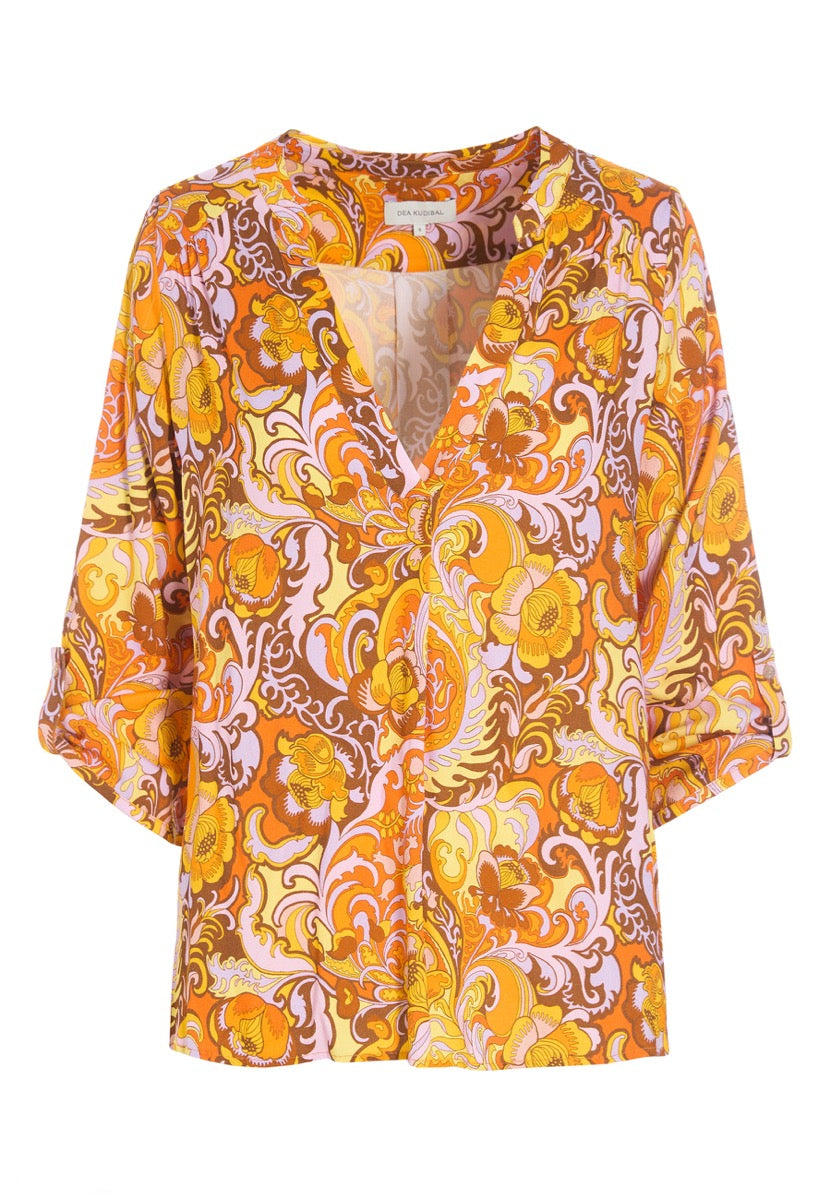 Dea Kudibal CILLE Skjorte w Strap On Sleeves Plumeria Halo