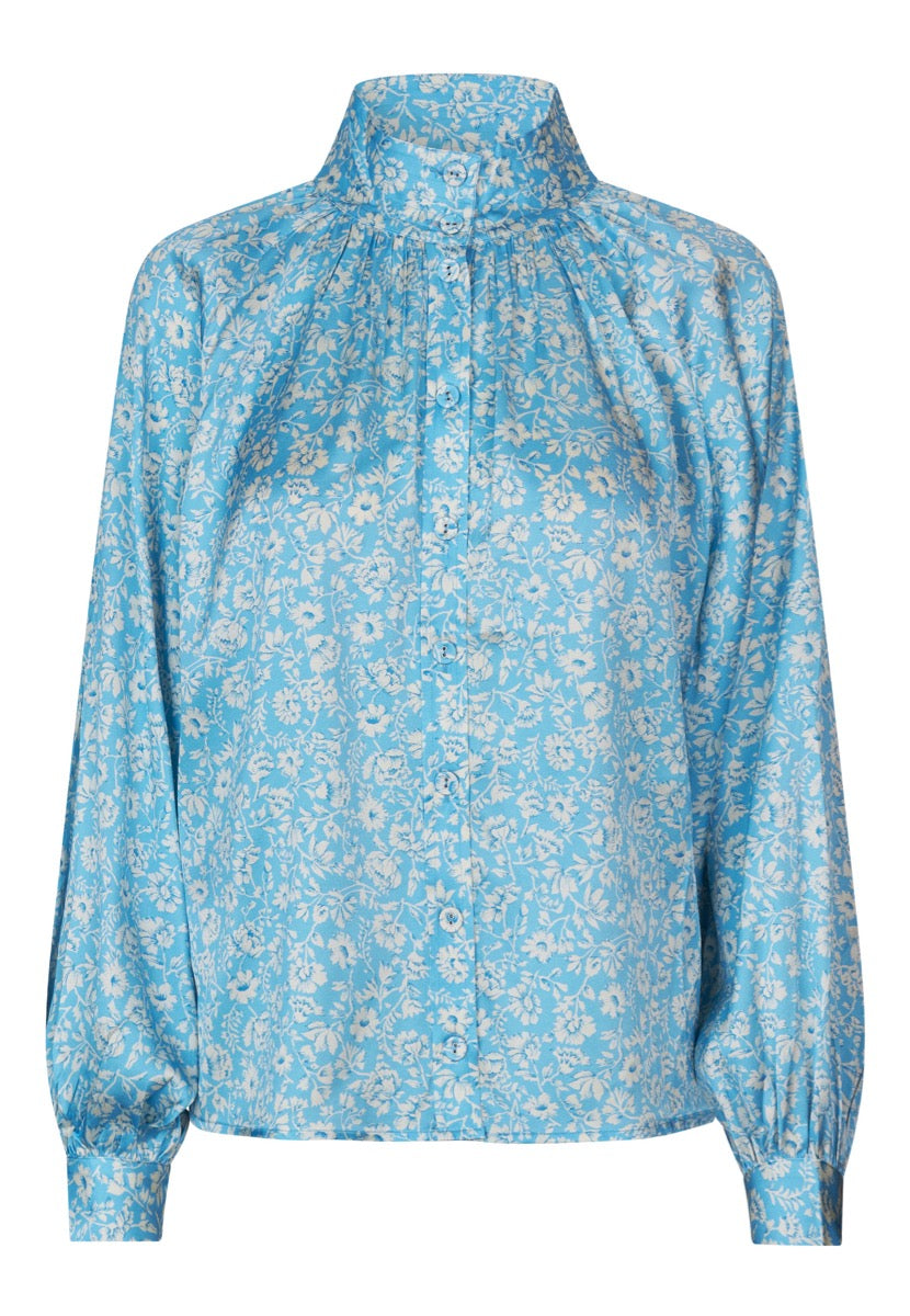 Dea Kudibal NITA Bluse w Stand Collar Crocus Ocean