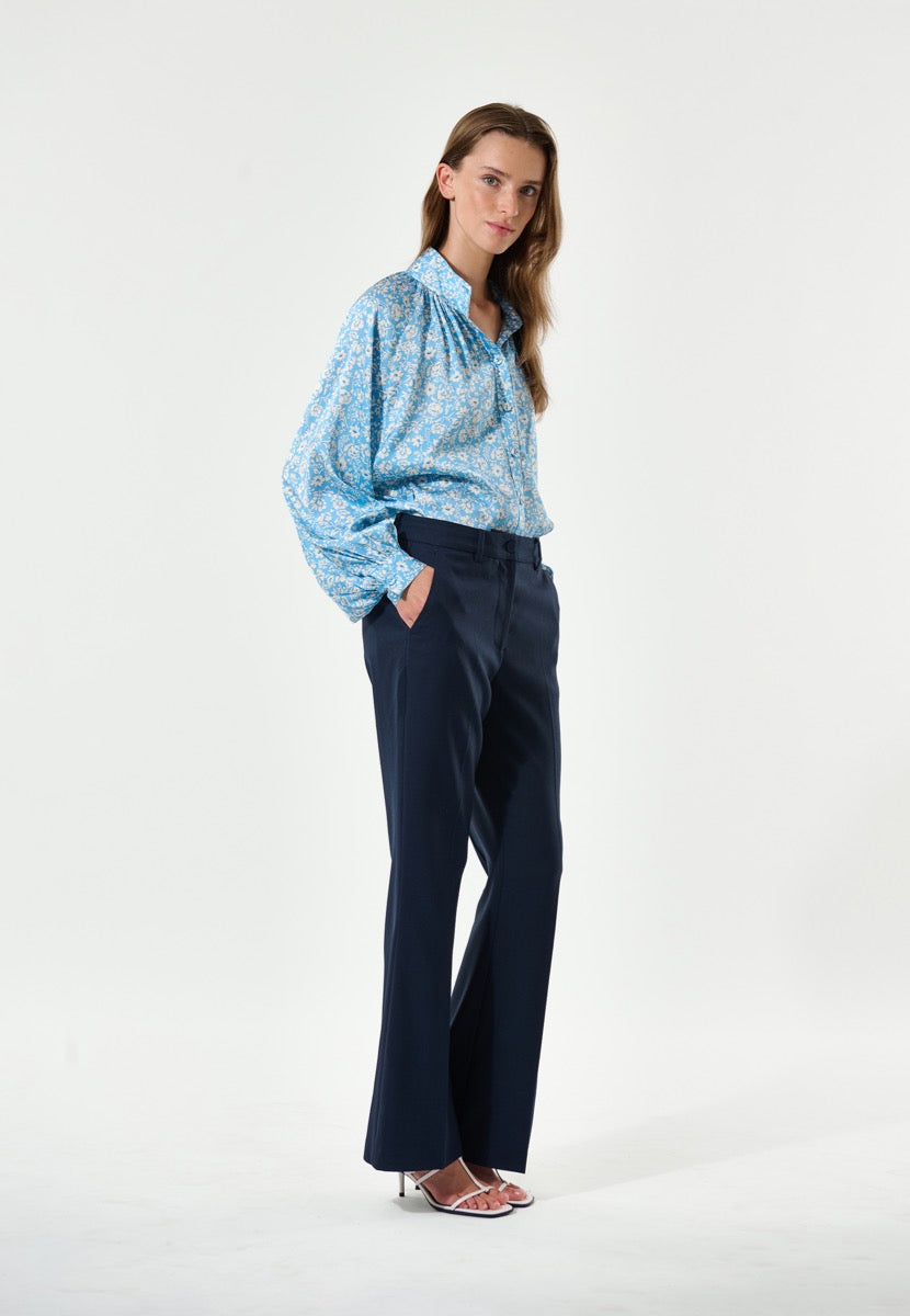 Dea Kudibal NITA Bluse w Stand Collar Crocus Ocean
