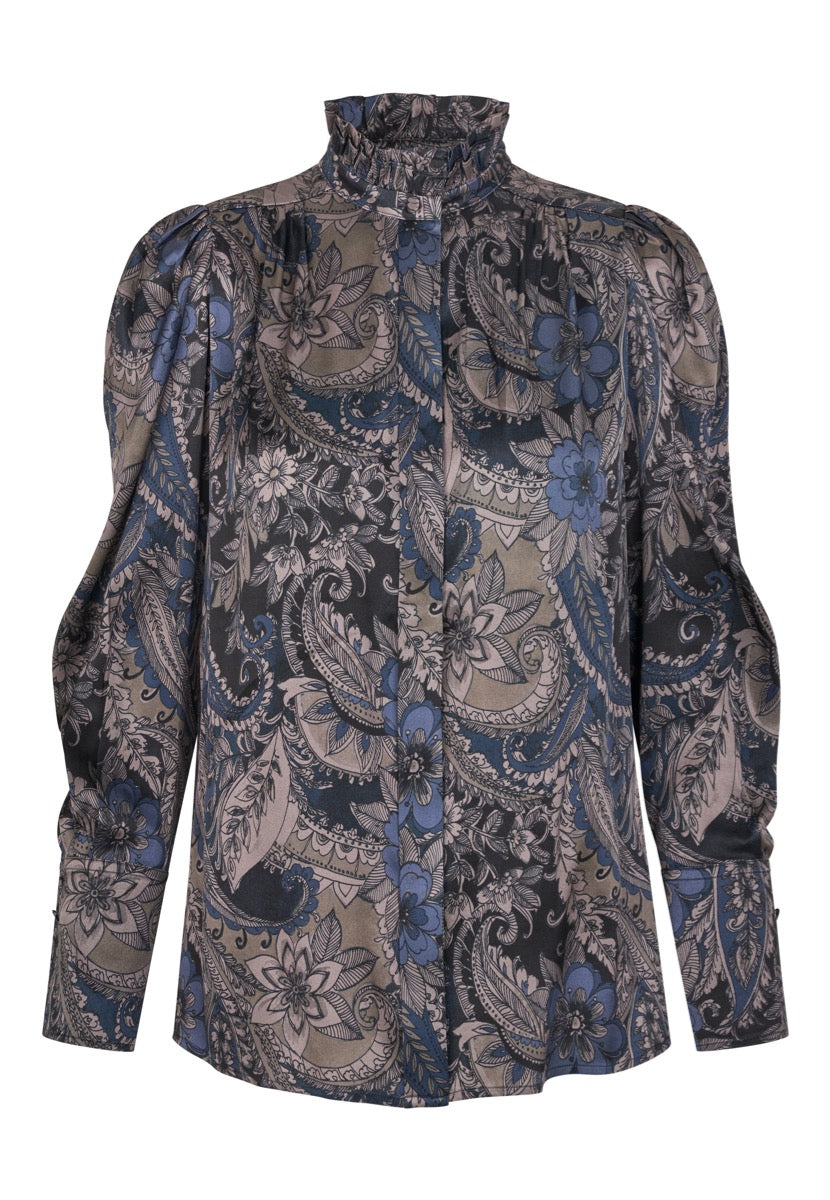 Dea Kudibal ROBERTA Skjorte Bluse w Ruffle Details Sayo Millennium Blå