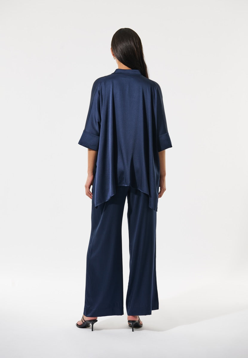Dea Kudibal MANDY Bluse w Stand Collar Optical Blå