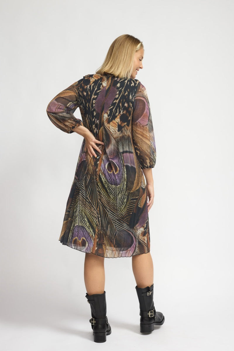 2 Biz Dieppe Kjole Feather Brun Lilla