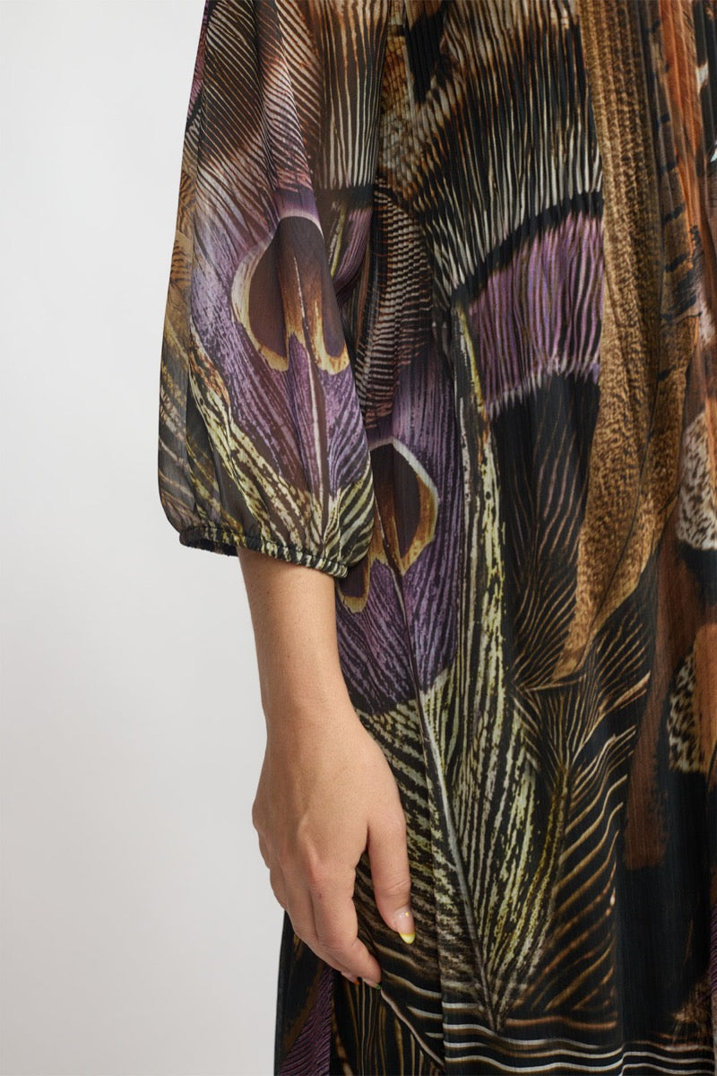 2 Biz Dieppe Kjole Feather Brun Lilla