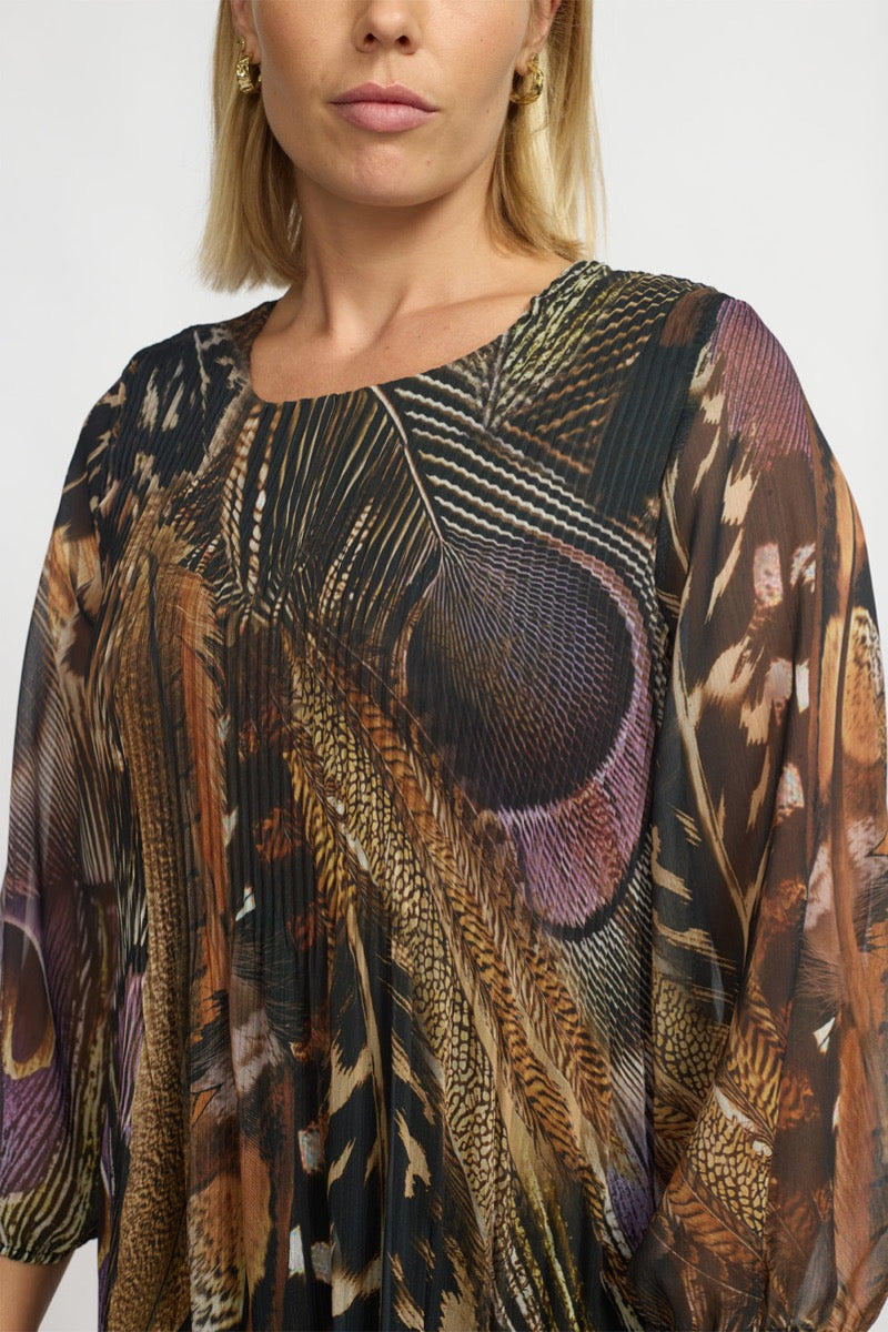 2 Biz Dieppe Kjole Feather Brun Lilla