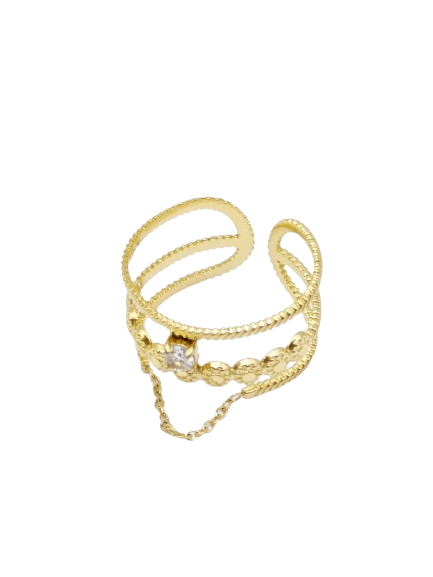 Lowenstein Beli Fingerring Sten Chain Guld