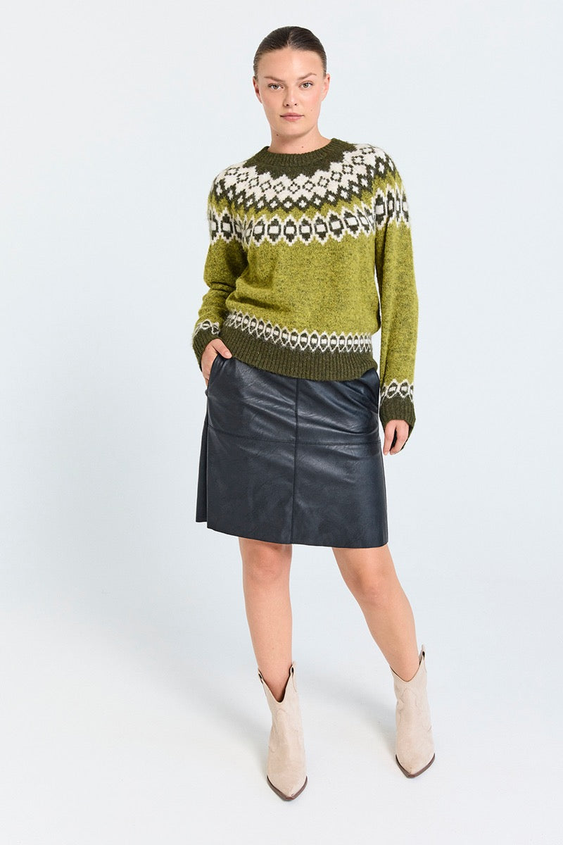 Freequent Novala Pullover Golden Lime Grøn