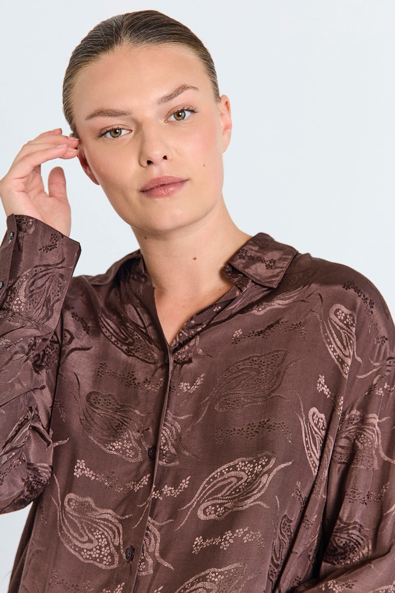 Freequent Luxa Skjorte Coffee Bean Brun