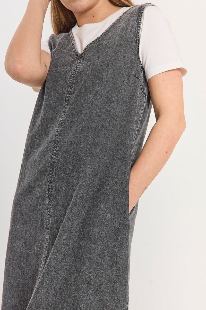 Freequent Lisea Kjole Vintage Denim Grå