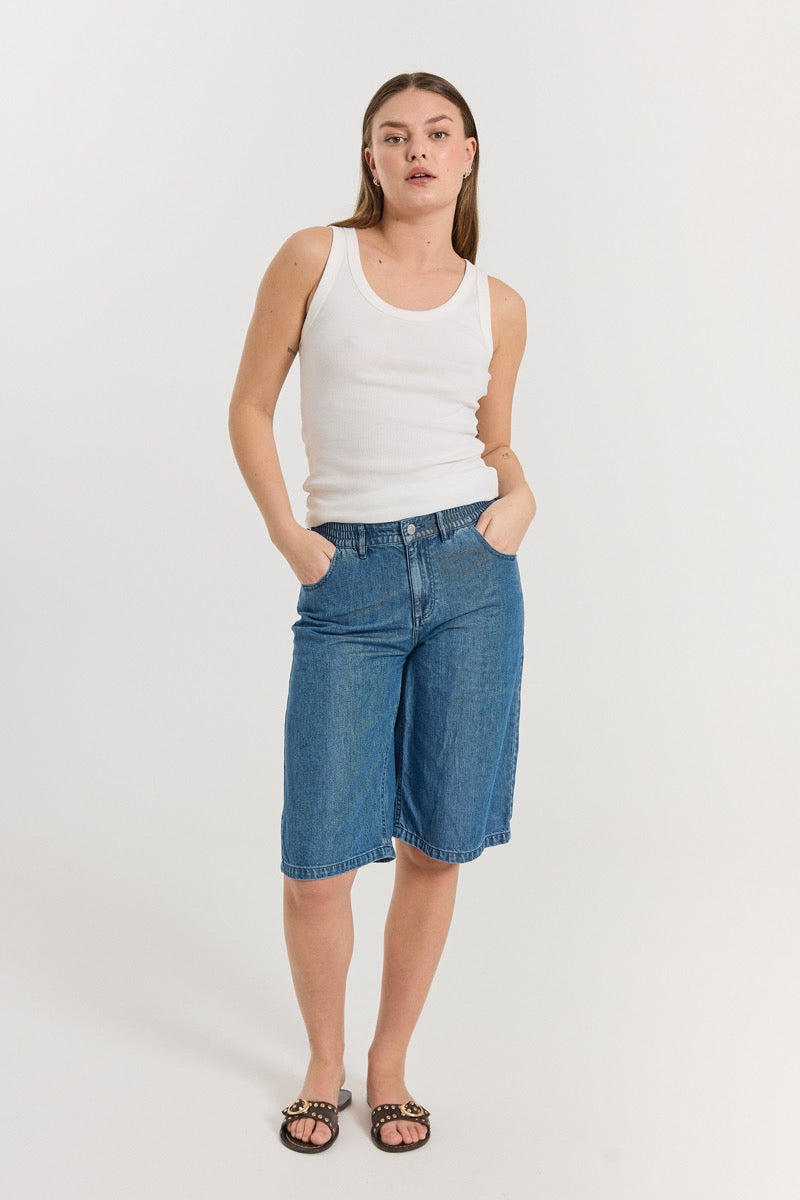 Freequent Cinda Shorts Denim Medium Blå