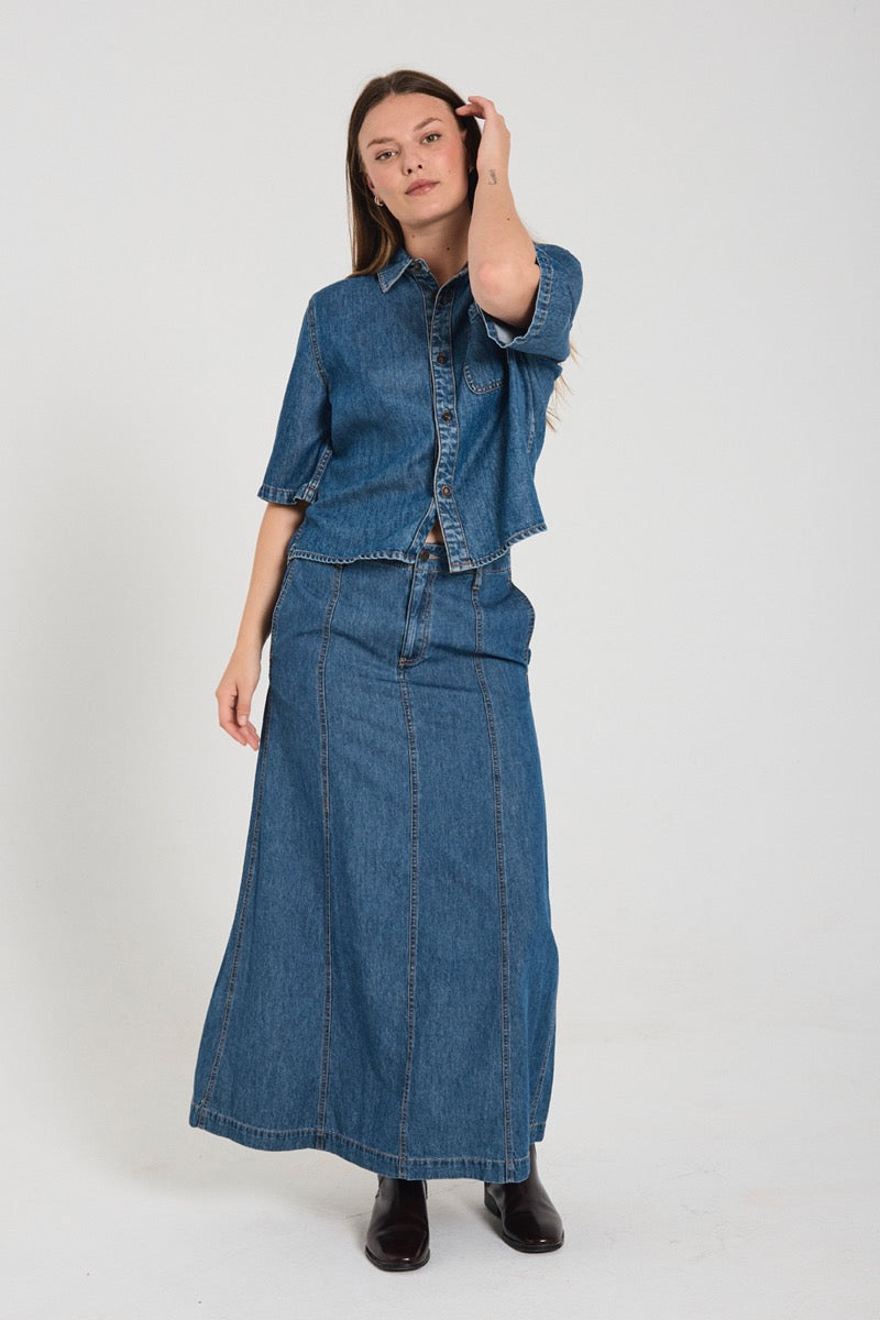 Freequent Lisea Nederdel Denim Medium Blå
