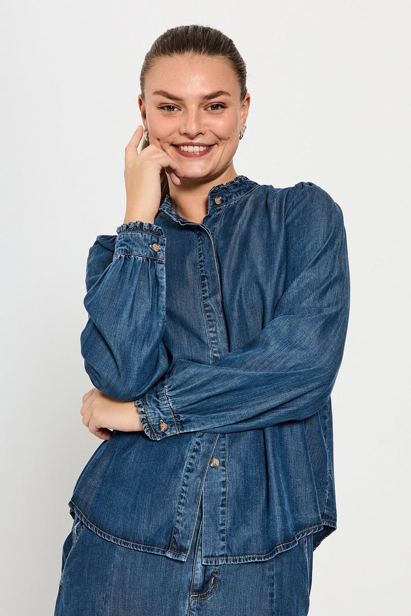 Freequent Wilke Skjorte Medium Blå Denim