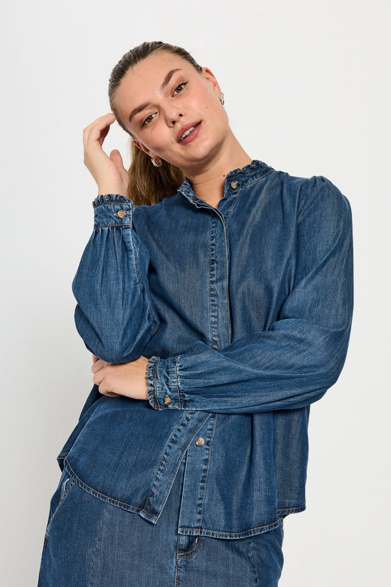 Freequent Wilke Skjorte Medium Blå Denim