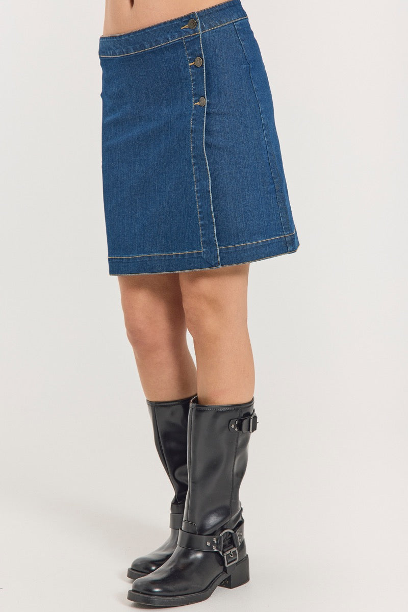 Freequent Lori Nederdel Medium Blå Denim