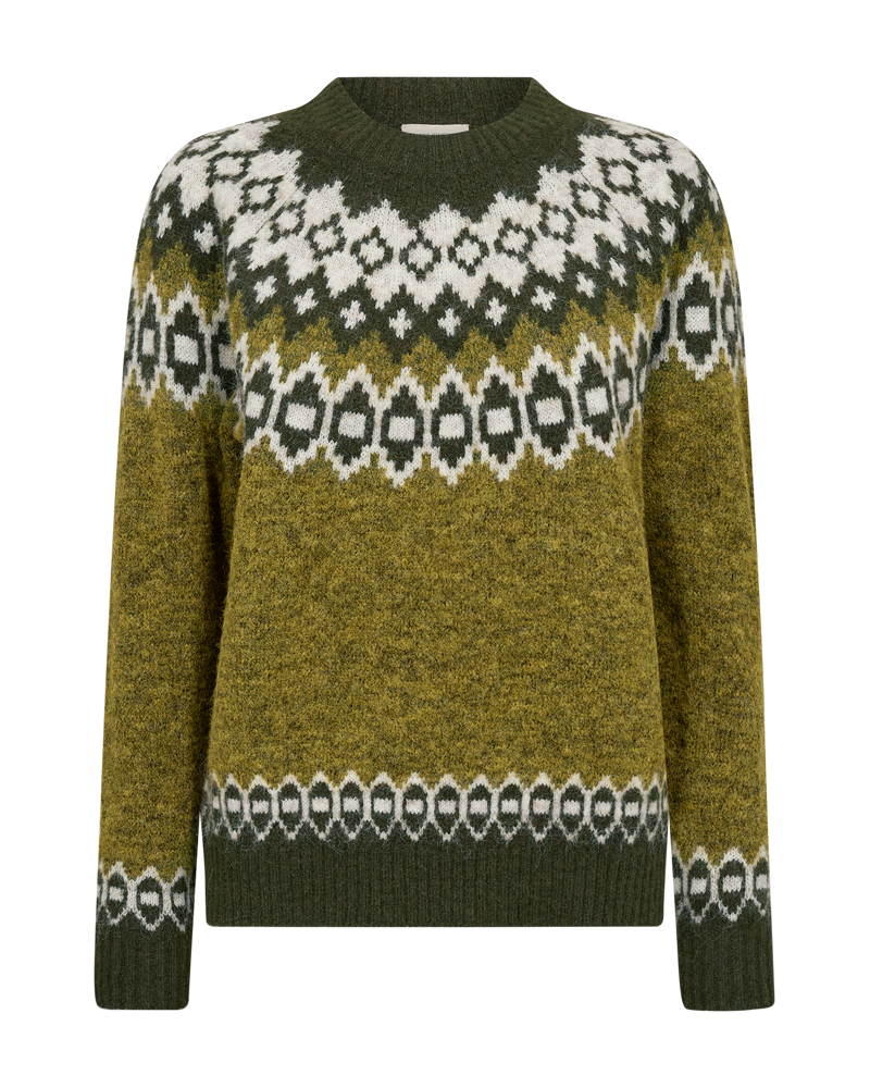 Freequent Novala Pullover Golden Lime Grøn