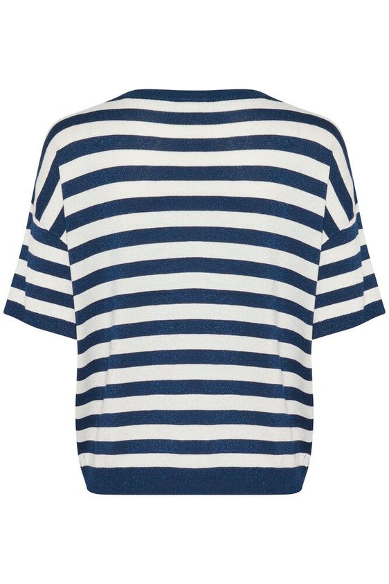 KAFFE Regina Pullover Stribet Kalk Mørke Blå