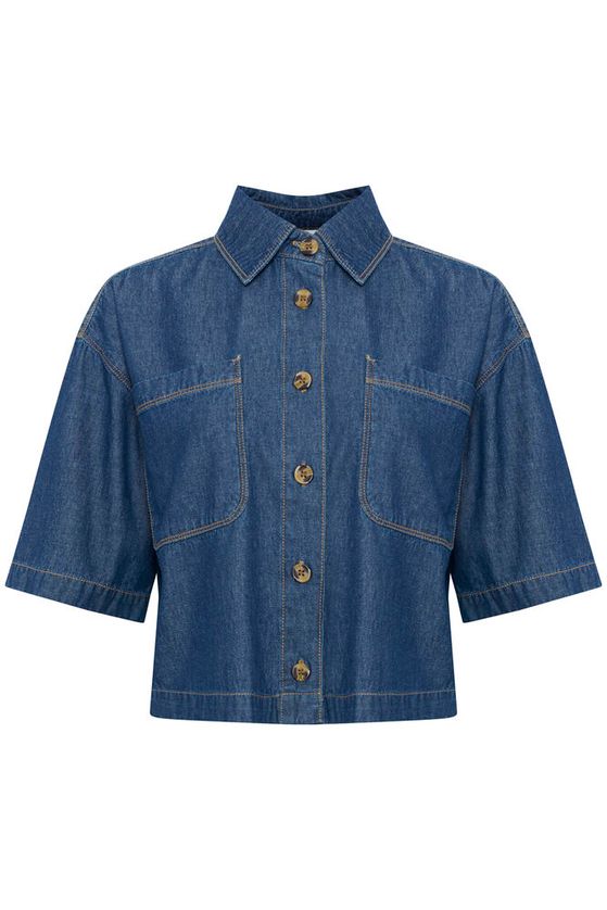 KAFFE Luise Skjorte Mørke Blå Chambray