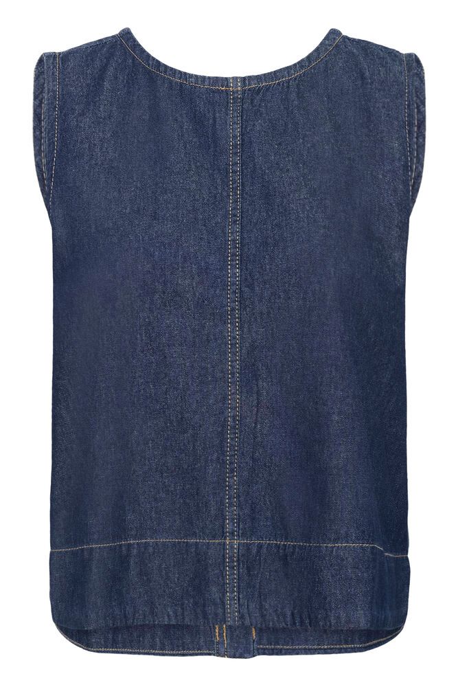 KAFFE Luise Ærmeløs Bluse Mørke Blå Chambray