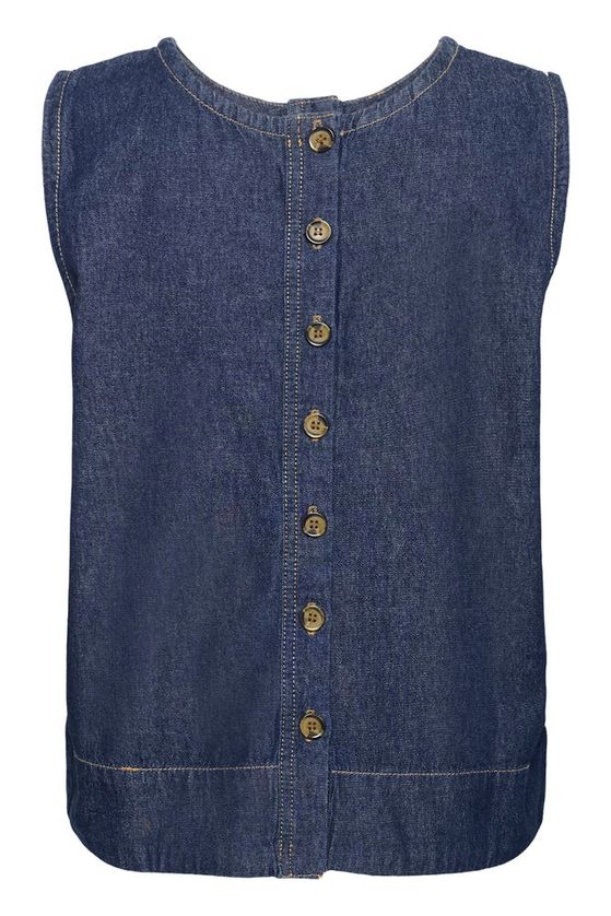 KAFFE Luise Ærmeløs Bluse Mørke Blå Chambray