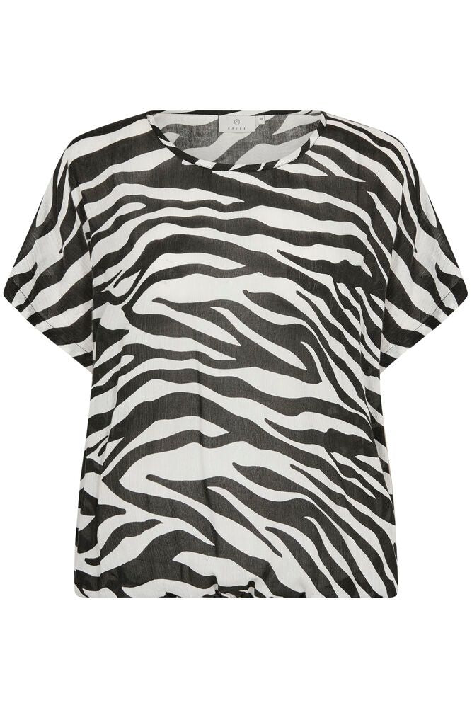 KAFFE Amber Top SL Sort Chalk Print