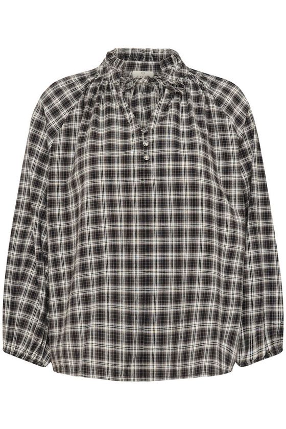 KAFFE Elna Bluse Ternet Sort Grå