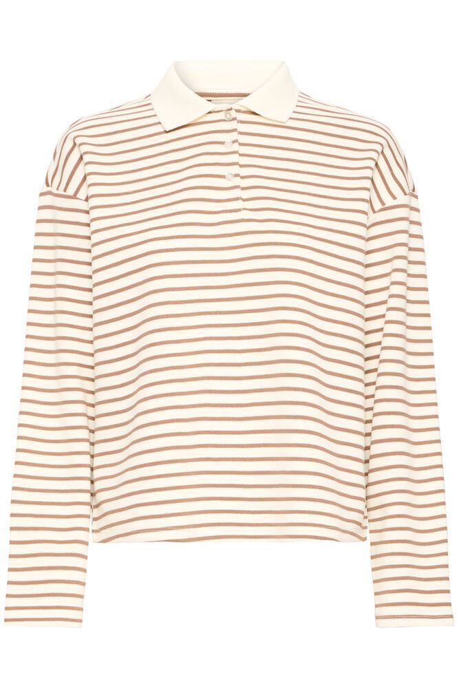 Fransa Kerra Polo Pullover Stribet Beige