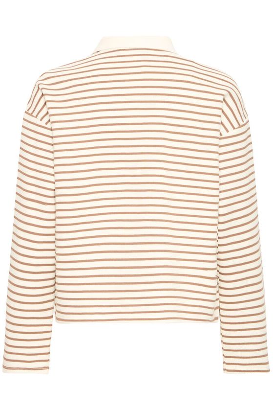 Fransa Kerra Polo Pullover Stribet Beige