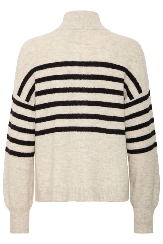 Fransa Elvira Cardigan Stribet Oatmeal Beige